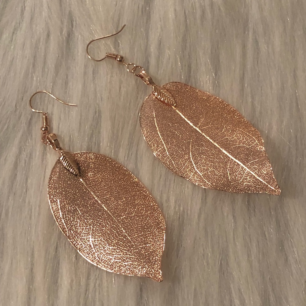 Hand Dipped Leaf earrings - Picture 2 of 3